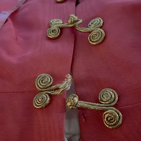 Vintage 1960’s Opera Jacket With Gold Knot Buttons Soft Pink Lining STUNNING Trench Coats